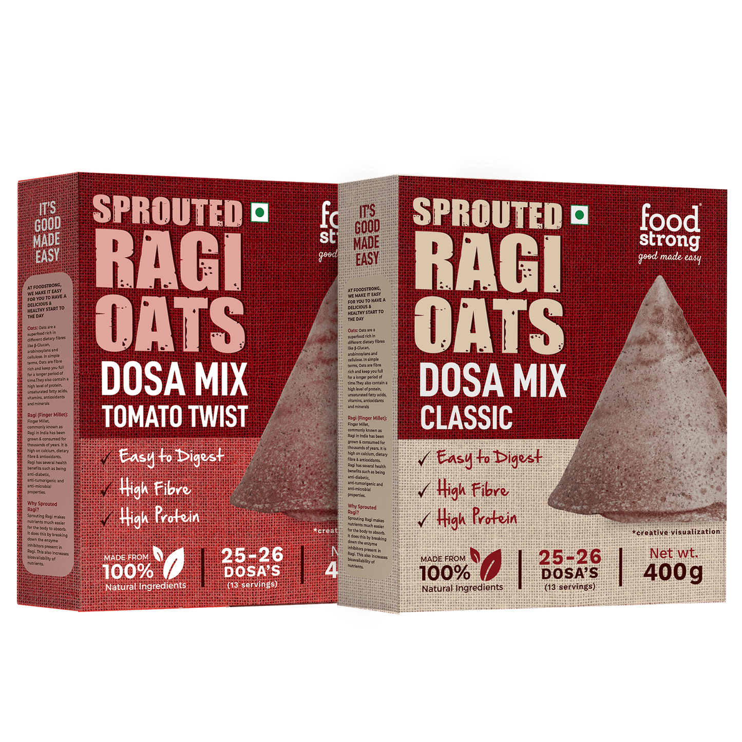 Sprouted Ragi & Oats Dosa Mix Combo - (Classic & Tomato Twist)