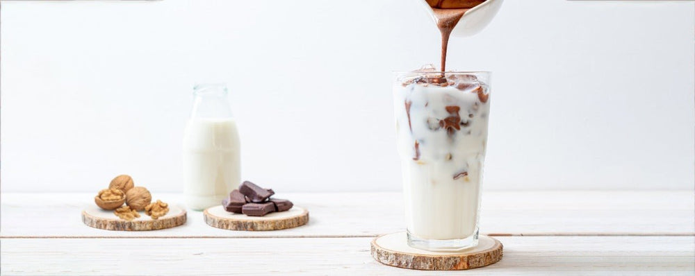 chocolate protein shake with walnuts recipe using foodstrong chocolate protein made with antibiotic free grassfed whey