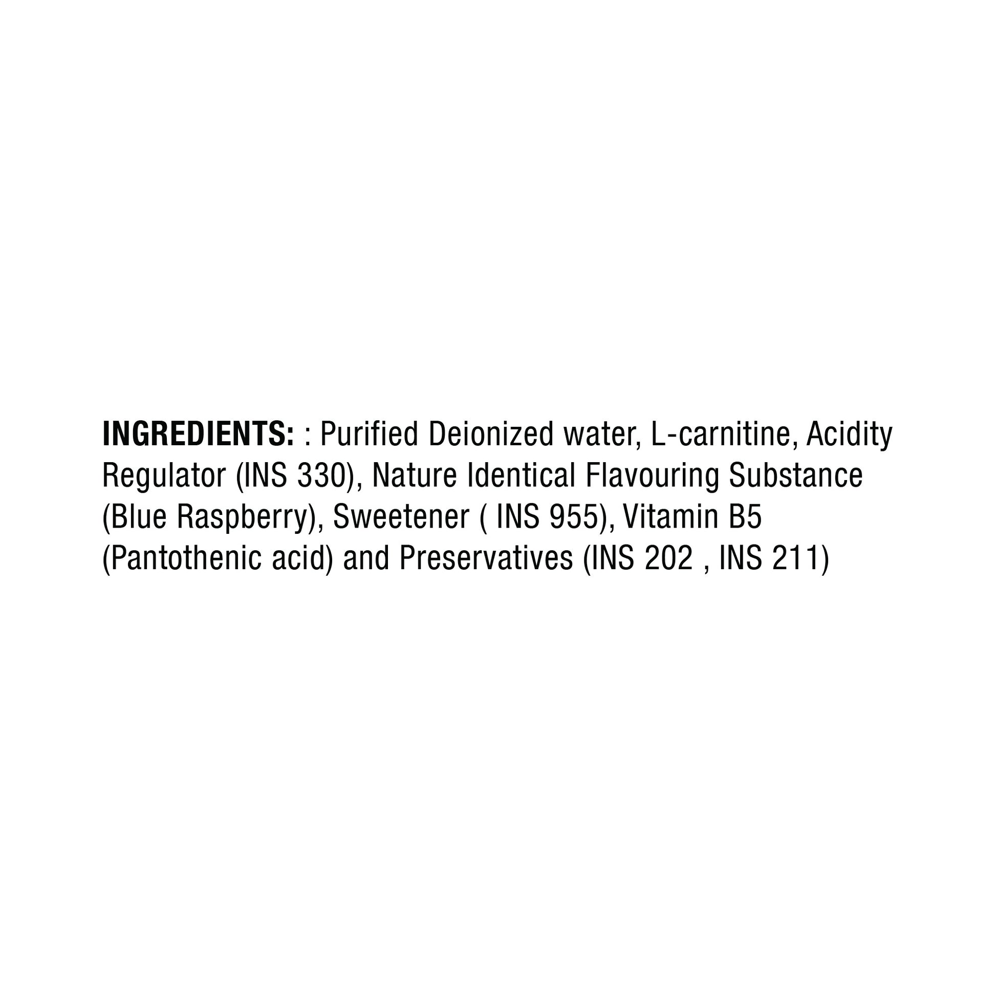 l carnitine 3000 ingredients L-Carnitine 3000 mg Liquid - Blue Raspberry Flavour