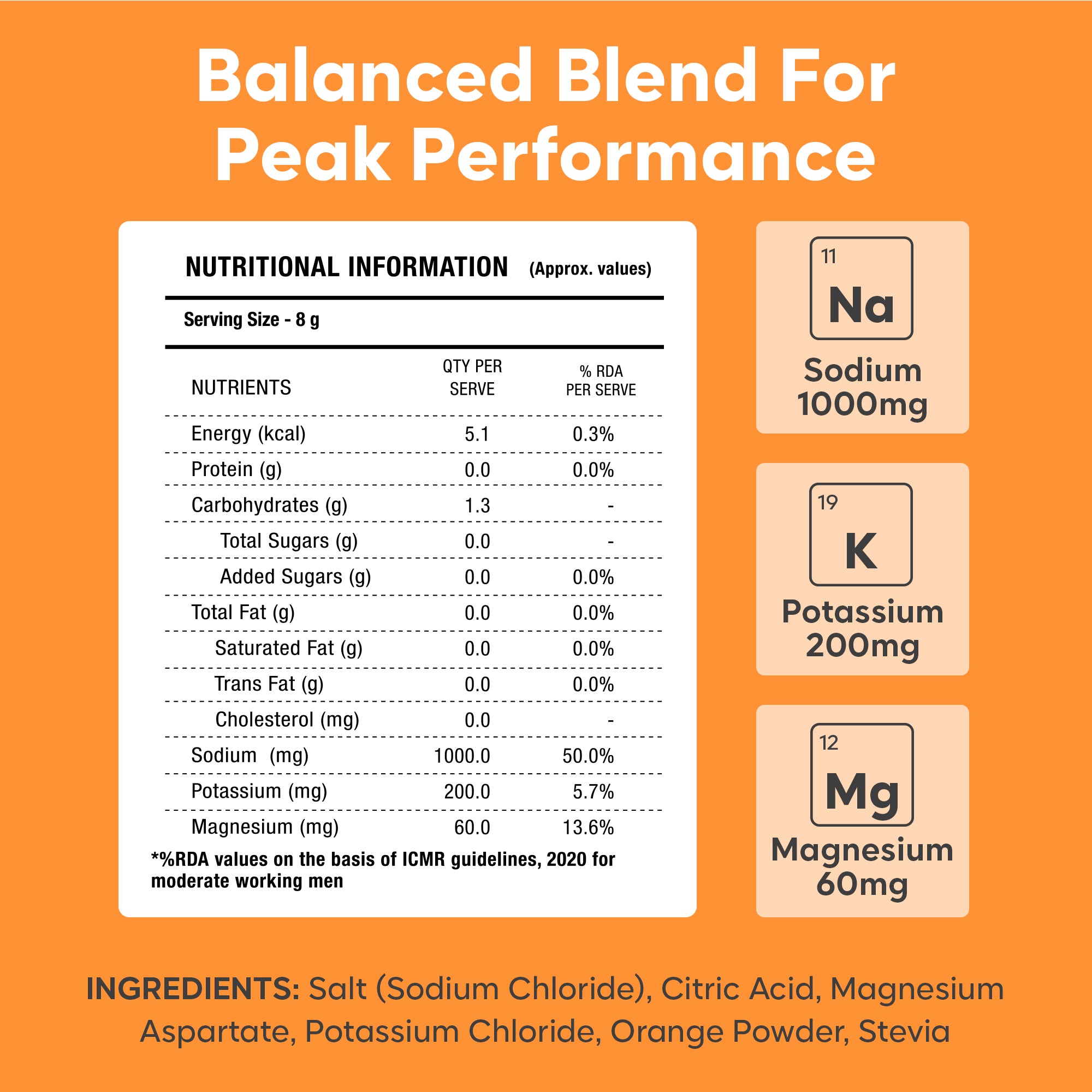 10K Isotonic Electrolyte Mix – Zero Sugar (Orange)