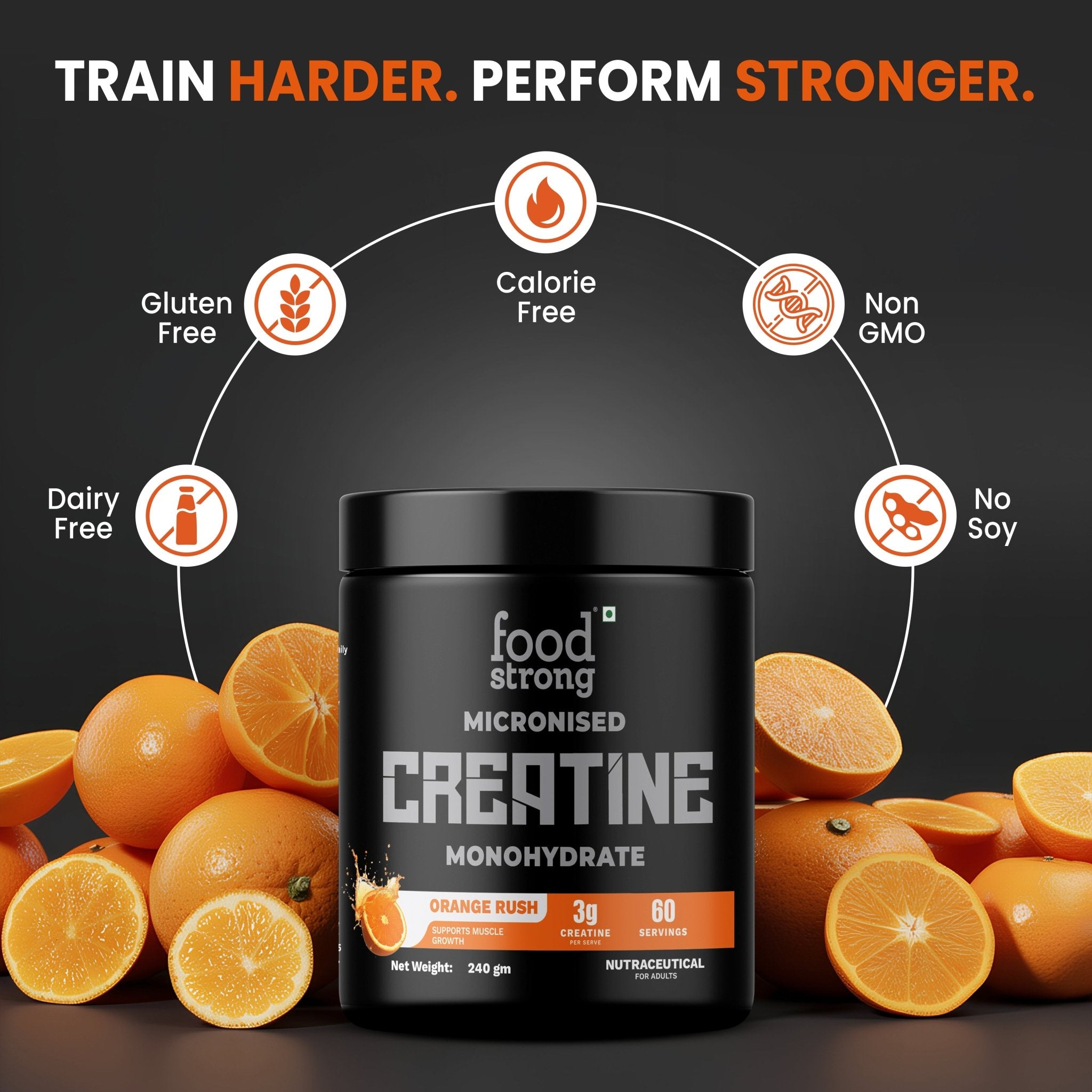 Micronized Creatine Monohydrate | Orange Rush | 60 Servings