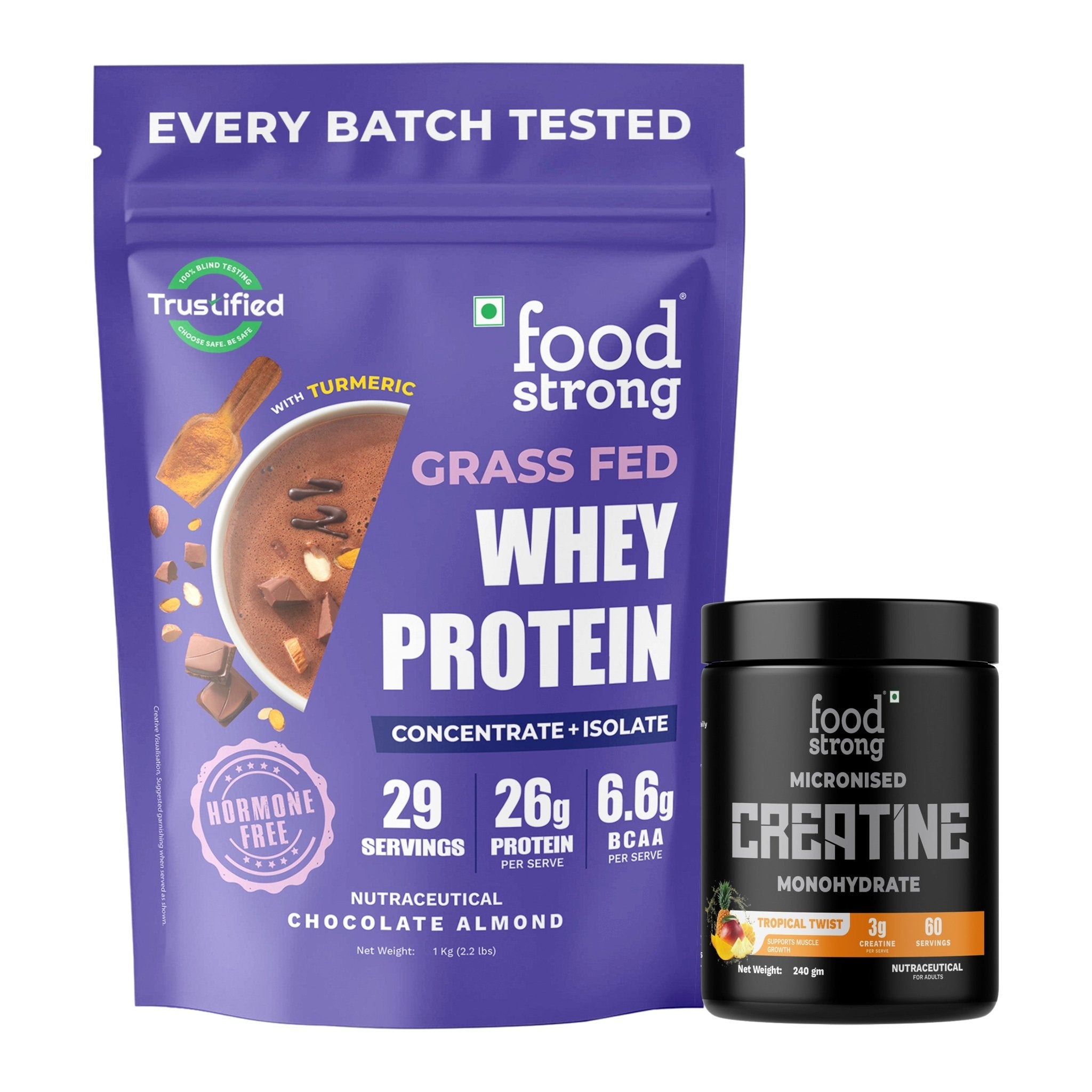 Protein & Creatine Bundle | Chocolate Almond 1 Kg + Tropical Twist 240g