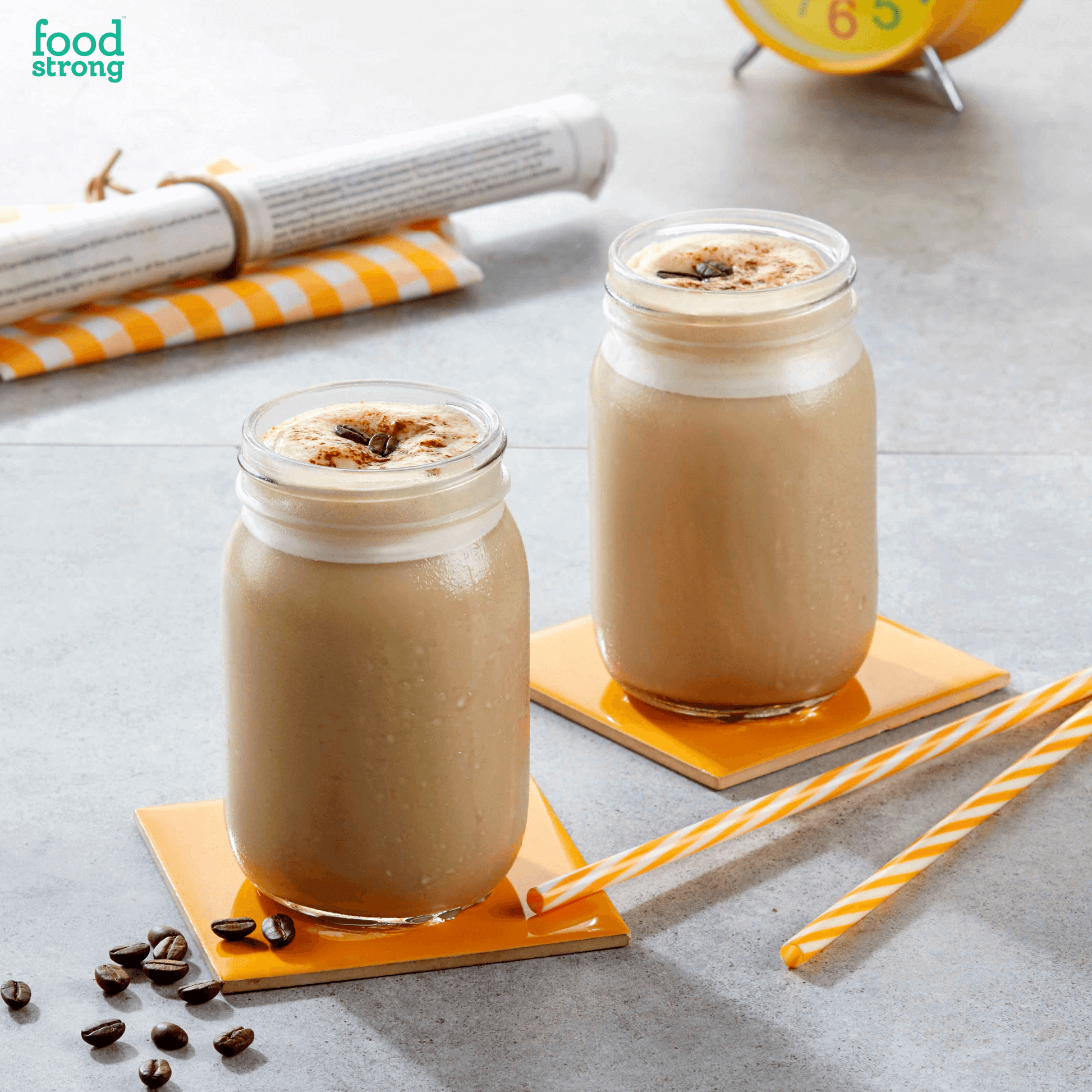 foodstrong daily protein cold coffee shake made with antibiotic free grassfed whey