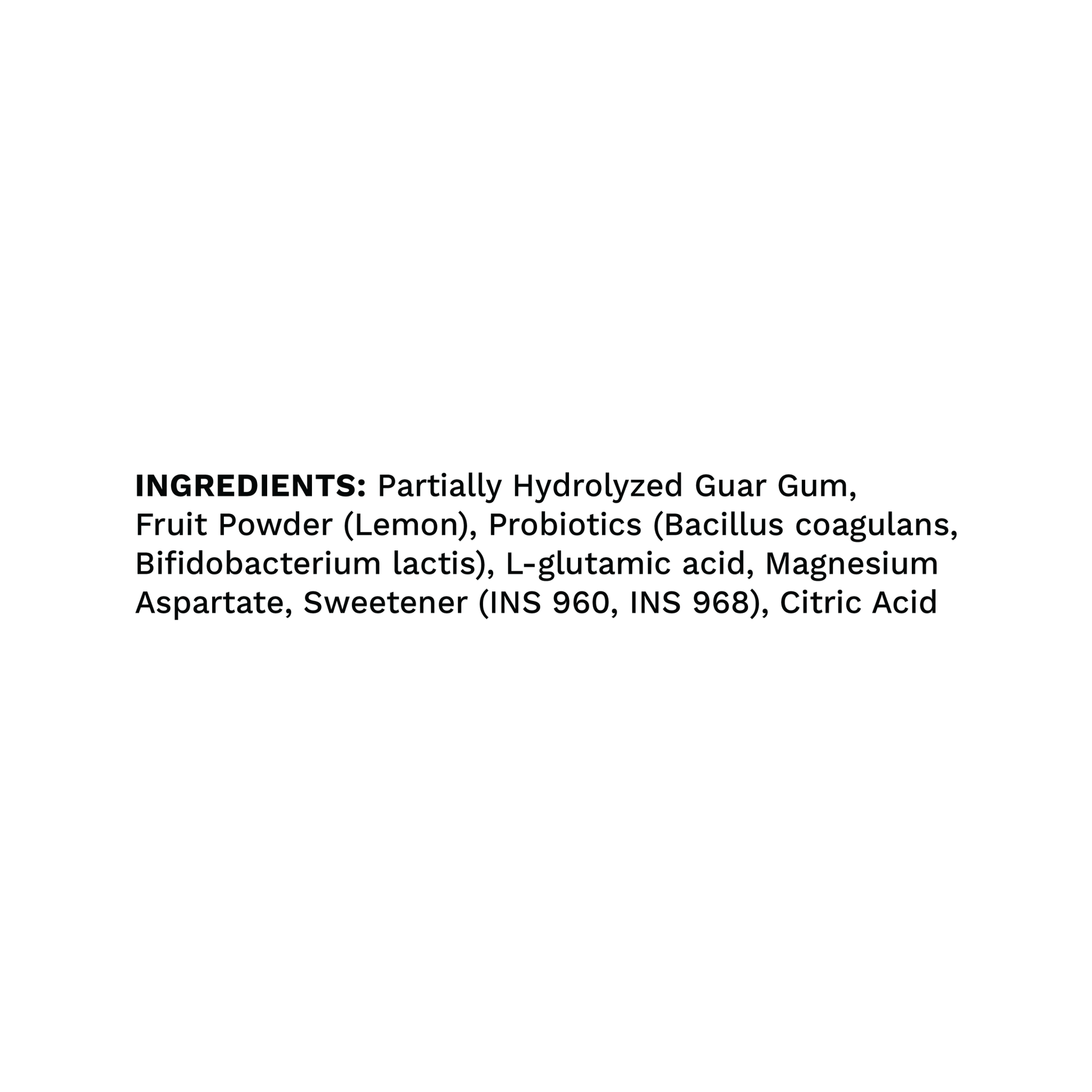 List of ingredients on a white background