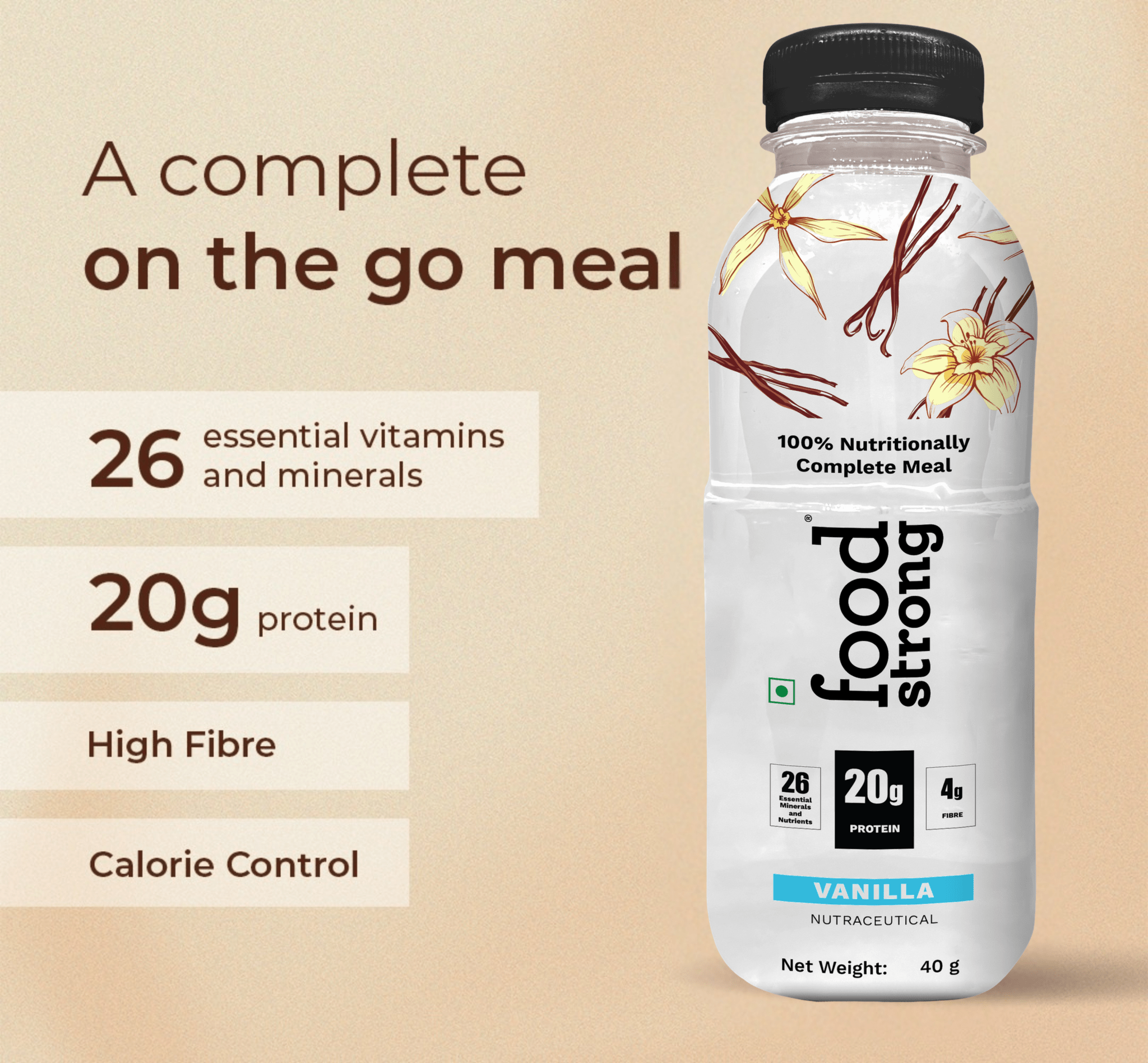 Meal Replacement | 20g Protein, 26 Vitamins & High Fiber | Vanilla