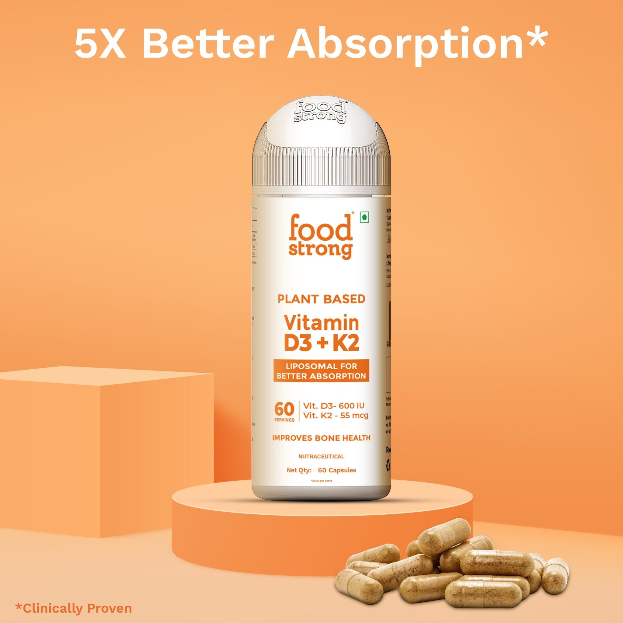 Plant-Based Vitamin D3 + K2 | 60 Capsules