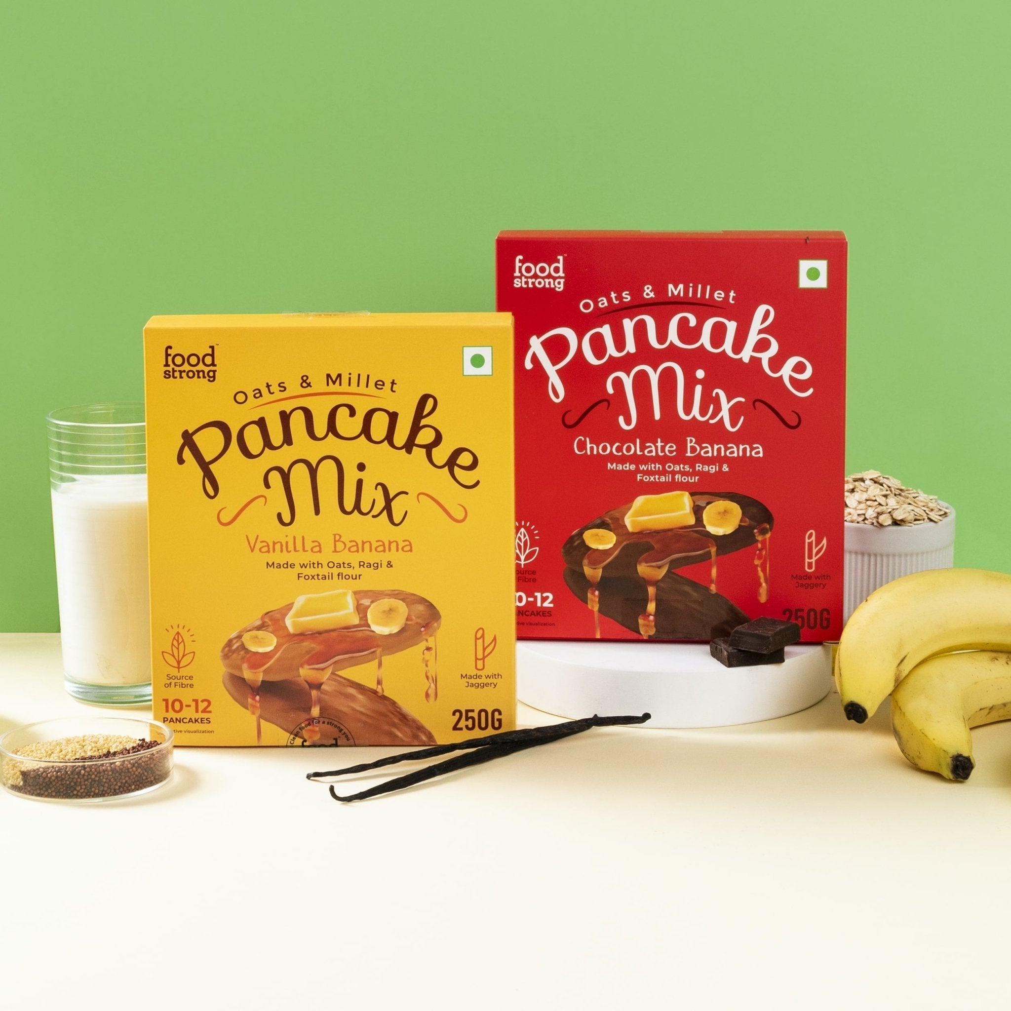 Oats & Millet Pancake Mix (Vanilla Banana & Chocolate Banana) (2 x 250g)