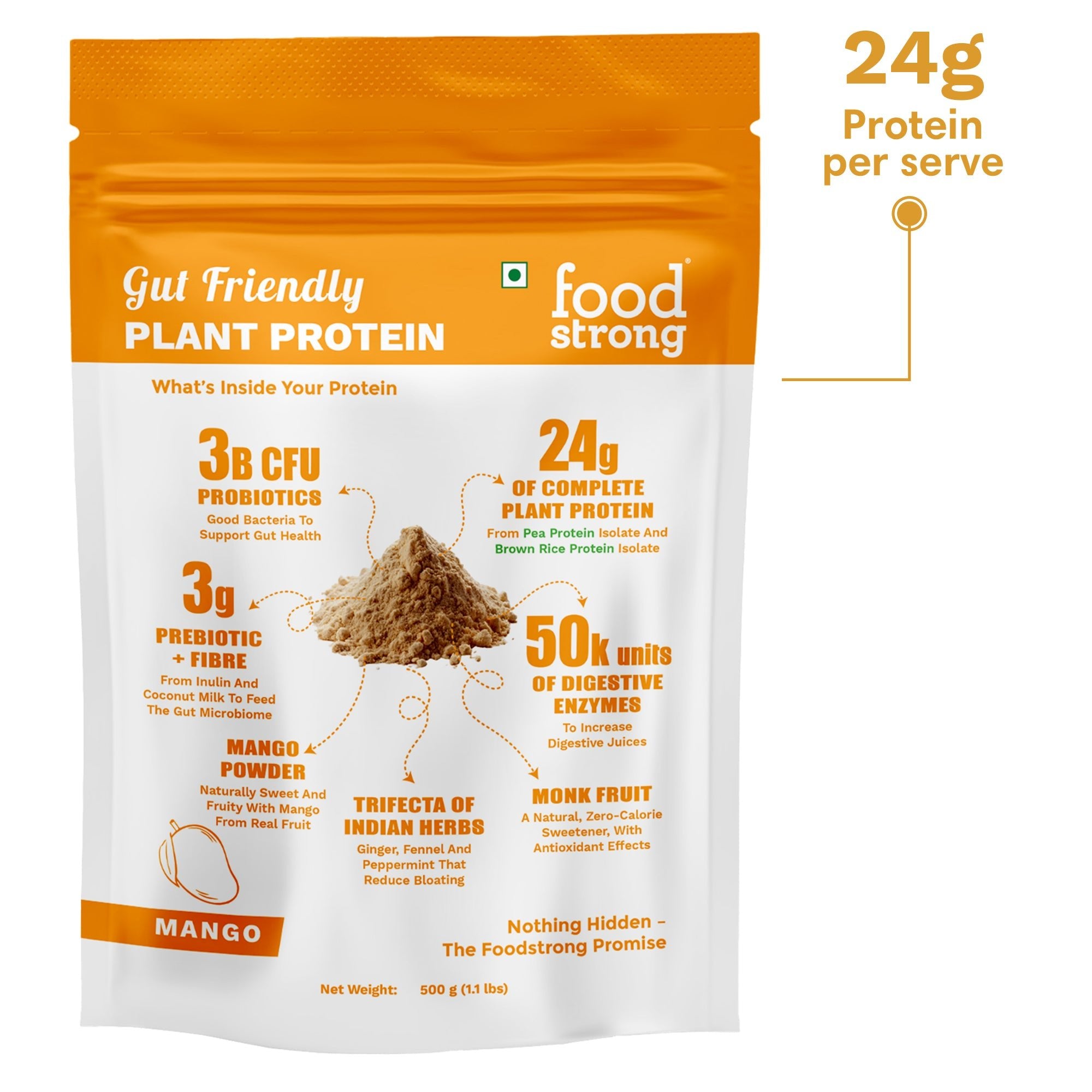 Gut Friendly Plant Protein | Mango 500G