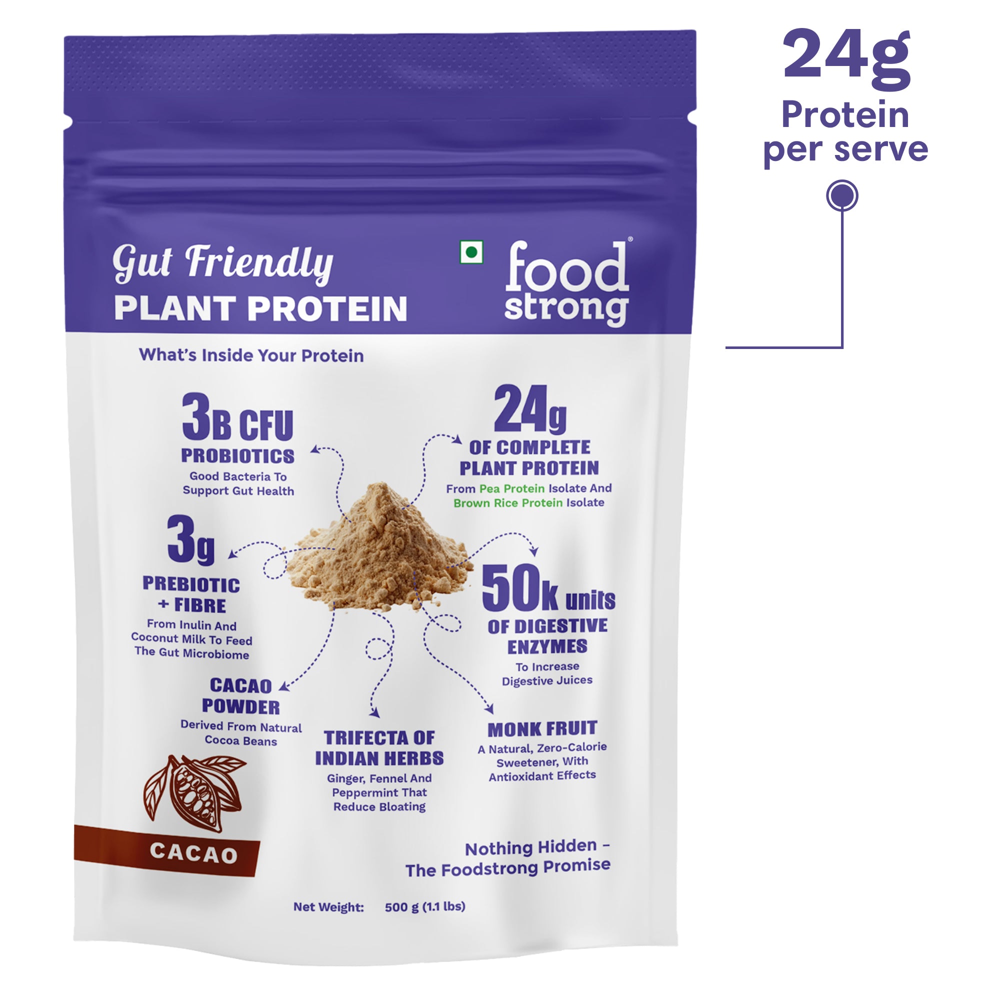 Gut Friendly Plant Protein | Chocolate 500G