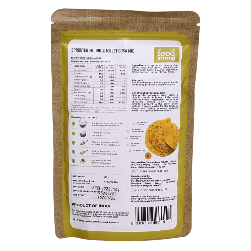 
                  
                    Foodstrong Sprouted Moong Instant Chilla / Dosa Mix | Chilli Garlic | 150 g
                  
                