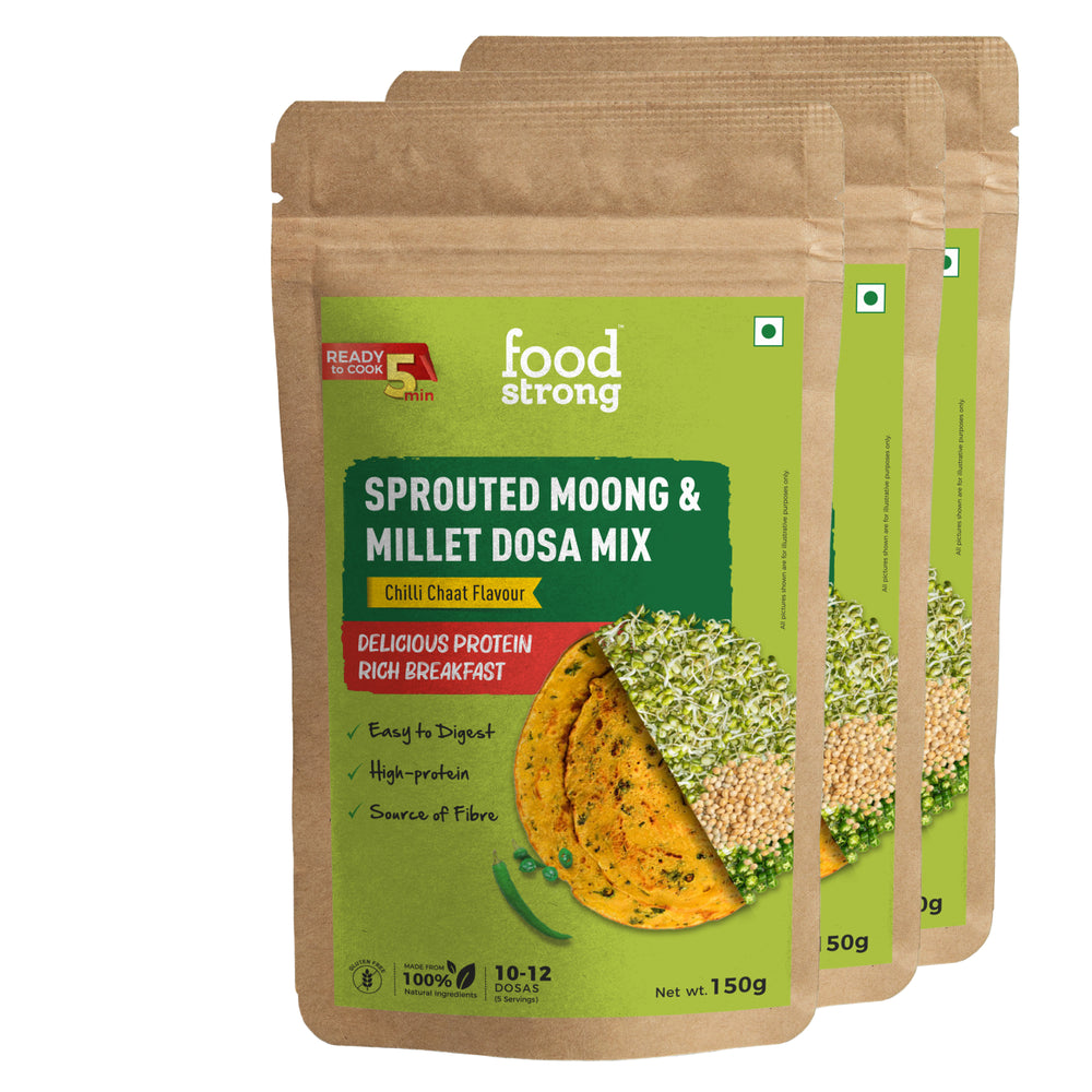 
                  
                    Sprouted Moong Instant Chilla/Dosa Mix (Chilli Chat) | Pack of 3 X 150 g
                  
                