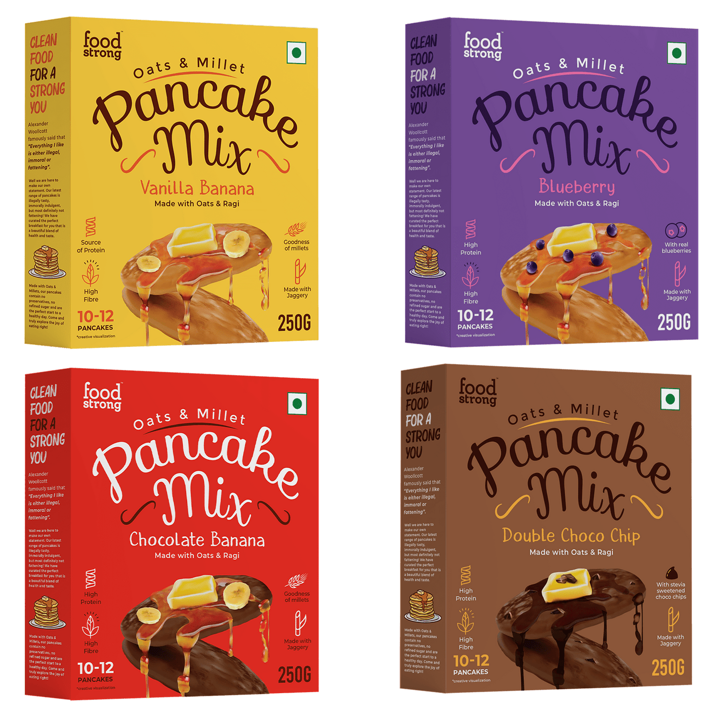 
                  
                    Oats & Millet Pancake Mix (Vanilla, Chocolate, Blueberry & Choco Chip) (4 x 250g)
                  
                